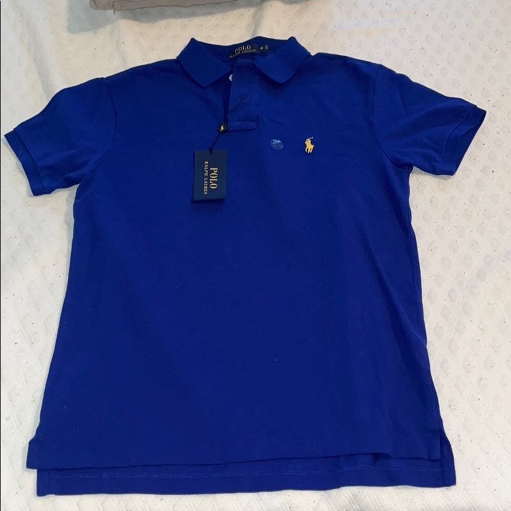 Polo RL Slim Fit Mesh Shirt blue